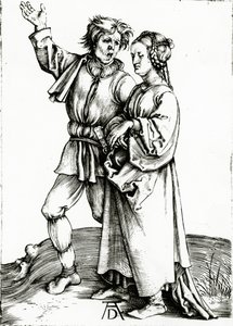 Ett rustikt par, graverad av Johannes Wierix, c.1565 (gravyr) av Albrecht (after) Durer or Duerer