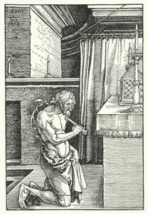 Kung David gör botgöring (gravyr) av Albrecht (after) Durer or Duerer