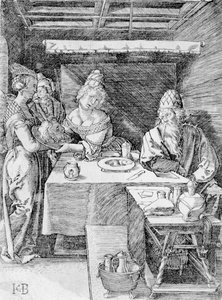 Salome överlämnar Döparens huvud till Herodias, graverad av Jacob Binck (gravyr)