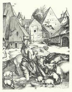 Den förlorade sonen (gravyr) av Albrecht (after) Durer or Duerer
