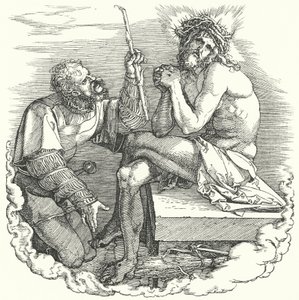 Titelsida från The Large Passion av Albrecht Durer, som skildrar Kristi sista dagar på jorden (gravyr)