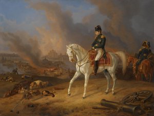 Napoleon Bonaparte före den brinnande staden Smolensk