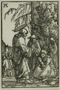 Kristus tar avsked med sin moder, från människans fall och återlösning av Albrecht Altdorfer