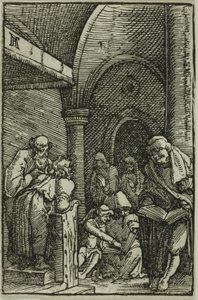 Kristus bland läkarna, från Människans fall och återlösning av Albrecht Altdorfer