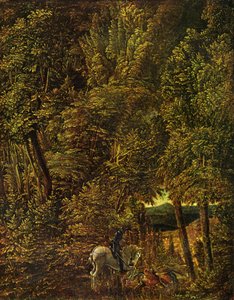 Tyska: Drachenkampf des hl. Georg Landskap av skog med Sankt Georg som kämpar mot draken av Albrecht Altdorfer