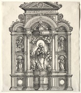 Stort altare med Jungfrun, i en gräns mot SS. Christopher, George, Barbara, Catherine av Albrecht Altdorfer