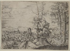 Landskap med två tallar av Albrecht Altdorfer