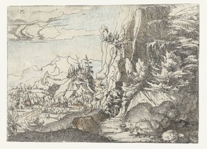 Landskap med mörk klippvägg av Albrecht Altdorfer