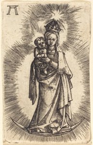 Madonna och barn står med en halvmåne av Albrecht Altdorfer