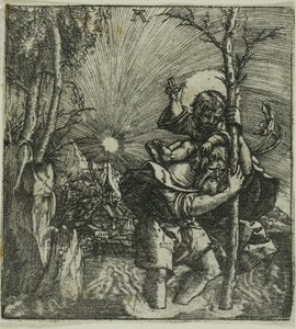 Sankt Kristoffer bärande på Jesusbarnet av Albrecht Altdorfer
