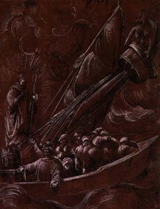 St Nicholas av Bari tillrättavisar stormen av Albrecht Altdorfer
