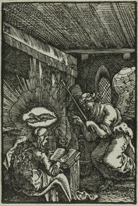 Bebådelsen, från Människans fall och återlösning av Albrecht Altdorfer