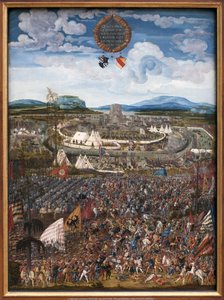 Slaget vid Alexander. Alexander III av Makedoniens seger sa att den store (356-323 f.Kr.) över Darius III Codoman (omkring 380-330 f.Kr.), kung av perser, till Issos (nära dagens Iskenderun, Turkiet) 333 f.Kr. Målning av Albrecht Altdorfer (1480-153 av Albrecht Altdorfer