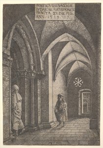 Entréhallen till Regensburg synagoga, 1519. av Albrecht Altdorfer