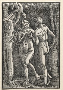 Människans fall och återlösning: Adam och Eva äter den förbjudna frukten, ca. 1515. av Albrecht Altdorfer