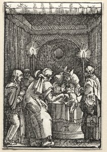 Människans fall och återlösning: Joachims offer förkastat av översteprästen, ca. 1515. av Albrecht Altdorfer