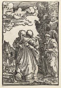 Människans fall och återlösning: besöket, ca. 1515. av Albrecht Altdorfer