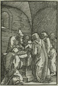 Presentationen i templet, från Människans fall och återlösning av Albrecht Altdorfer