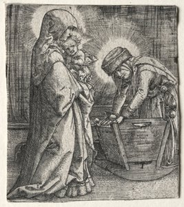 Jungfrun med barnet och Sankta Anna vid vaggan, 1520-1526. av Albrecht Altdorfer