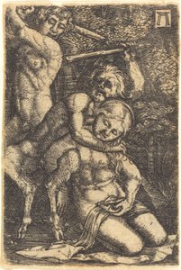 Två satyrer som slåss om en nymf av Albrecht Altdorfer