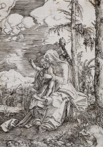 Jungfrun och barnet i ett landskap av Albrecht Altdorfer