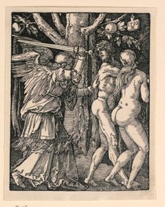 Adam och Eva utvisade från paradiset, från The Little Passion-serien av Albrecht Dürer