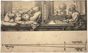 Konstnär som ritar en naken med perspektivanordning, 1538