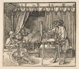 Konstnär som ritar ett porträtt av en man.a.n.d. av Albrecht Dürer
