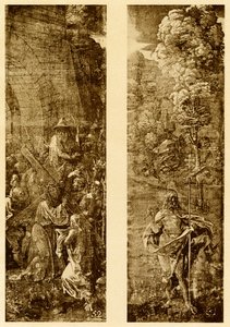 Bärande av korset och Kristus med segerfanan av Albrecht Dürer