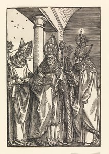 Biskoparna Nicholas, Ulric, Erasmus av Albrecht Dürer