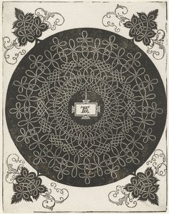 Broderiexempel med rektangulär sköld av Albrecht Dürer