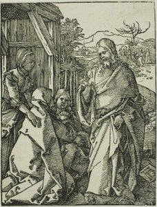 Kristus tar avsked med sin mor, från The Small Woodcut Passion av Albrecht Dürer