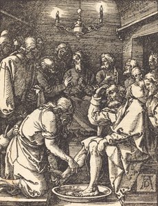 Kristus tvättar lärjungarnas fötter, 15091510. av Albrecht Dürer