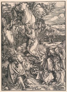 Kristus på Oljeberget (Ångest i trädgården), från den stora passionen av Albrecht Dürer