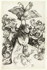 Vapensköld med lejon och tupp av Albrecht Dürer