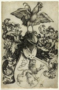 Vapensköld med lejon och tupp av Albrecht Dürer