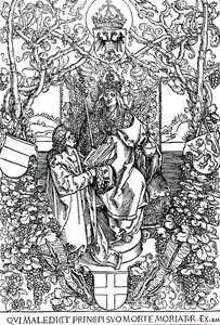 Conrad Celtes presenterar sin bok The Four Books of Love för Maximilian I, 1502 1906 av Albrecht Dürer