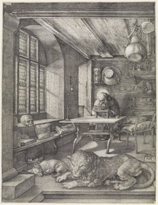 Den helige Hieronymus i vitrinen av Albrecht Dürer