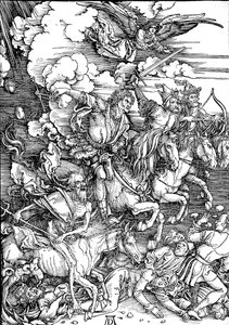 Johannes uppenbarelse: 4. Apokalypsens fyra ryttare av Albrecht Dürer