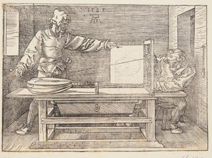 Ritare som ritar en luta av Albrecht Dürer