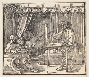 Ritare som ritar ett porträtt av Albrecht Dürer