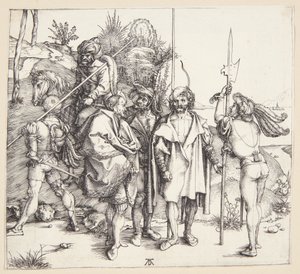 Fem lansquenets och en orientalisk hästrygg av Albrecht Dürer
