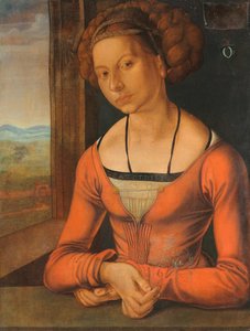 Tyska: Bildnis einer Frau Fürleger mit geflochtenem Haar Porträtt av en ung kvinna med flätat hår av Albrecht Dürer