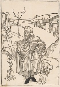 Gerson som pilgrim, frontispice till Gersonis Opera, 1489.n.d. av Albrecht Dürer