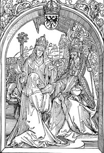 Hrotsvitha presenterar sin bok för kejsaren Otto I, 1501 1906 av Albrecht Dürer