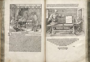 Illustration från de fyra böckerna om mänsklig proportion, 1528 av Albrecht Dürer