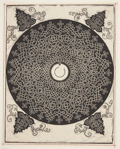 Interlaced sladdmönster med vit medaljong av Albrecht Dürer