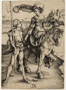 Dam till häst och Landsknecht av Albrecht Dürer