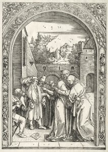 Jungfruns liv: Joachim och Anna omfamnar under den gyllene porten av Albrecht Dürer