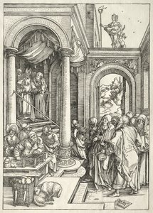 Jungfruns liv: Presentation av den unga jungfrun i templet, 1504-1505. av Albrecht Dürer